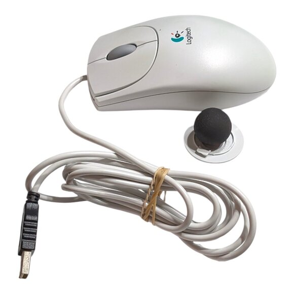 VTG Logitech First Pilot Wheel Mouse USB Wired Mechanical Ball M-BE58 Working - Picture 3 of 8